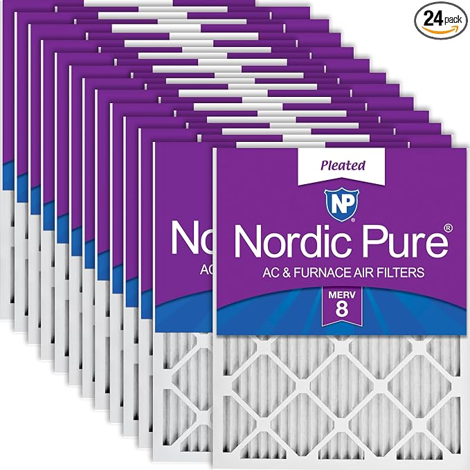 Nordic Pure 16x20x1 Pleated MERV 8 Air Filters 24 Pack by NordicPure