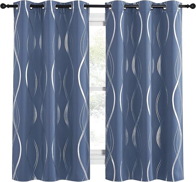 NICETOWN Kitchen Blackout Curtain Panels, Stone Blue, 34 by 45 Inch, Window - Image 2
