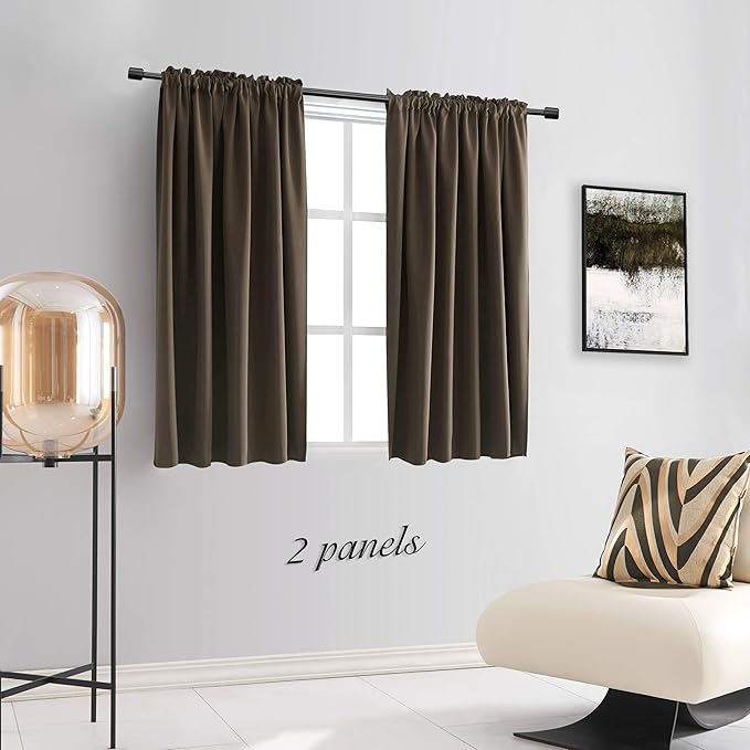 DONREN Chocolate Brown Blackout Curtain Panels - Image 2