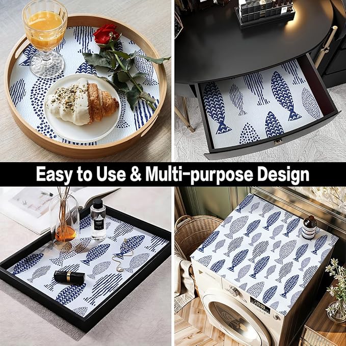 Blue Shelf Liner for Kitchen Cabinets Non Adhesive Drawer Liners Non Slip - Image 4