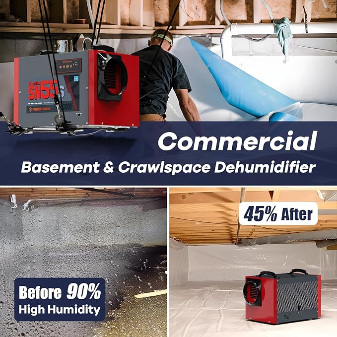 Abestorm Crawl Space Dehumidifier 120Pint Commercial Basement, Industrial Under - Image 6