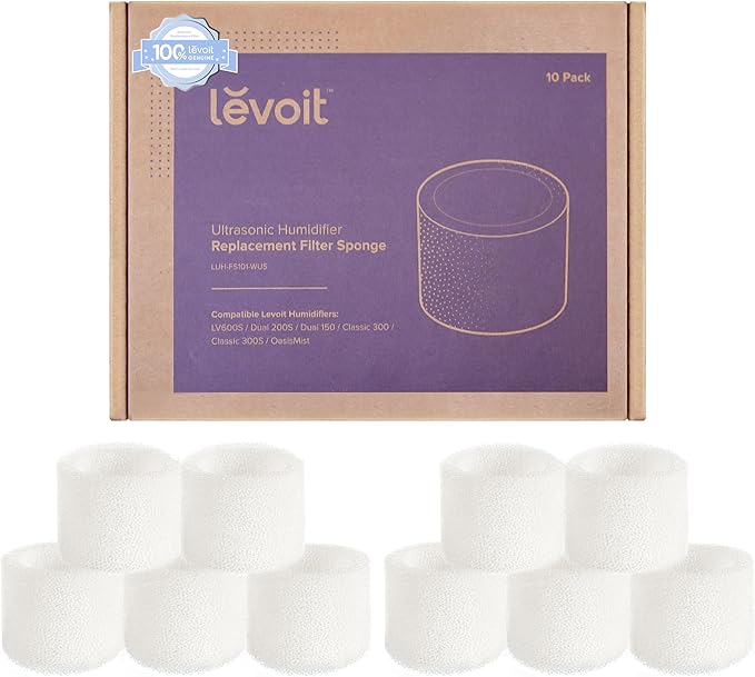 LEVOIT 10-Pack Top Fill Humidifier Replacement Filters, Capture Particles to by Levoit