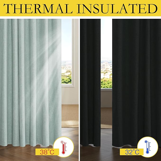 NICETOWN 100% Absolutely Blackout Linen Curtains - Image 3