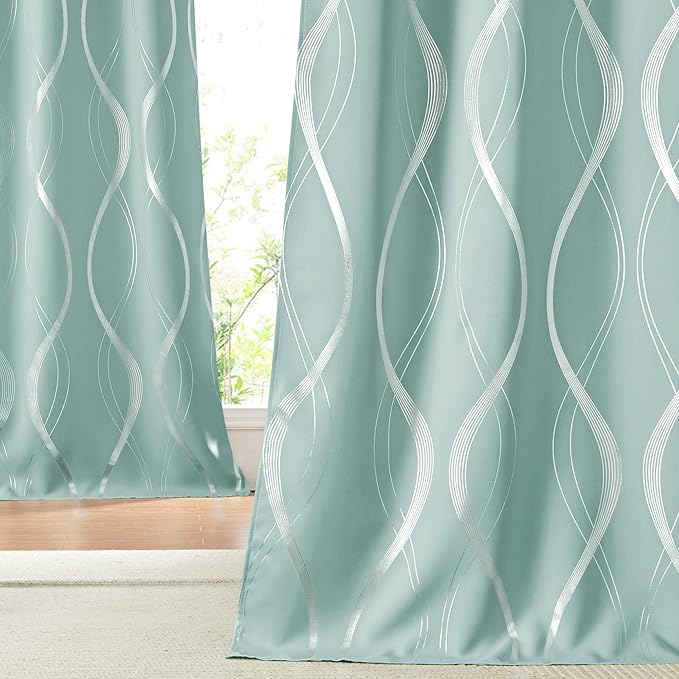NICETOWN Aqua Blue Curtain Panels 63 inch Long - Image 5