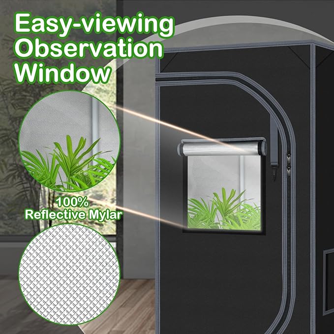 24"x24"x55" Grow Tent for Indoor Plants 600D Mylar Hydroponic High Reflective - Image 4