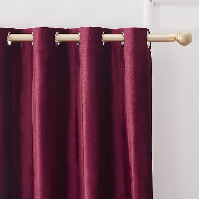 Luxury Christmas Burgundy Velvet Curtains 108 inches Elegant Living Room - Image 2
