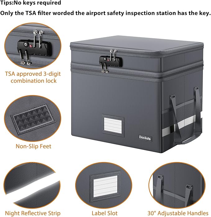 DocSafe File Box with Lock, Large Portable Home Office Filing Box - Image 4