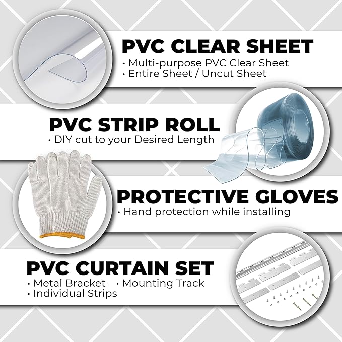 PVC Strip Door Curtain Kit – 84" x 96", Waterproof Insulated Barrier - Image 2