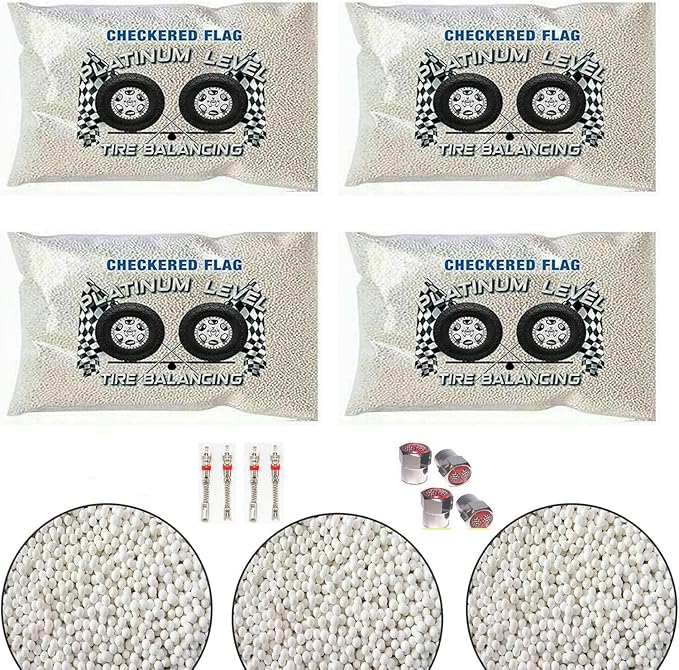 Checkered Flag Tire Balancing Beads Kit 8oz Ceramic Beads Pack of 4 by CheckeredFlag