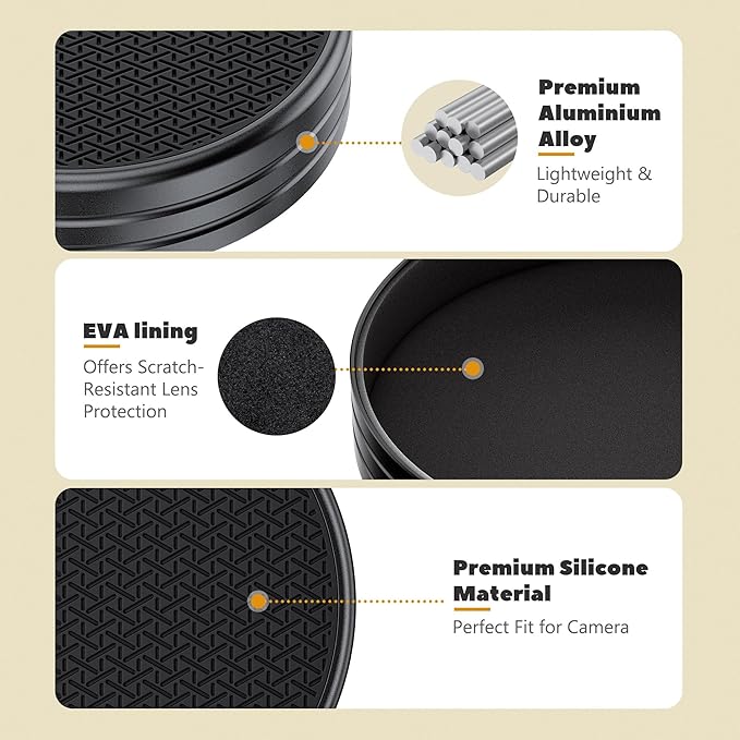 Silicone-Textured Lens Cap for Fujifilm Insta Wide Evo, Aluminum Anti-Dust - Image 2