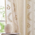 jinchan Belrose Linen Curtains for Bedroom Floral Curtains 63 Inch Length Linen by JINCHAN