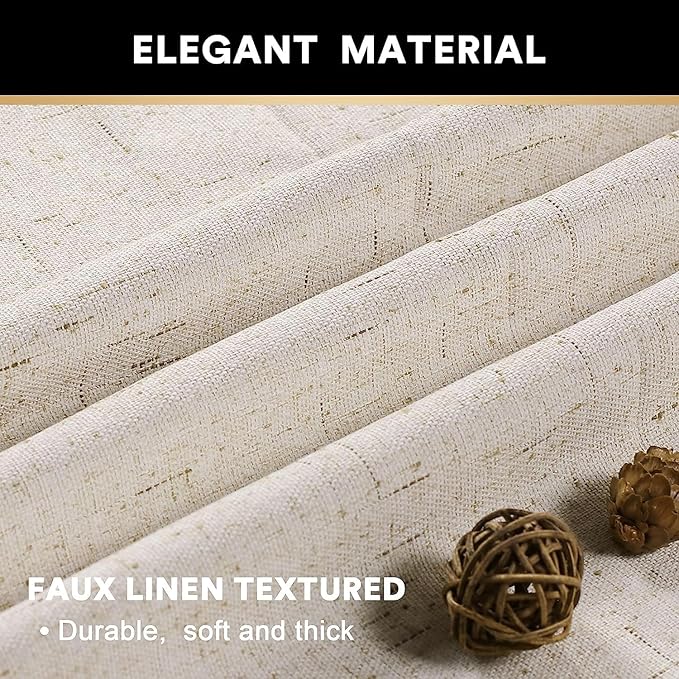PrinceDeco Linen 100% Blackout Curtains - Image 4