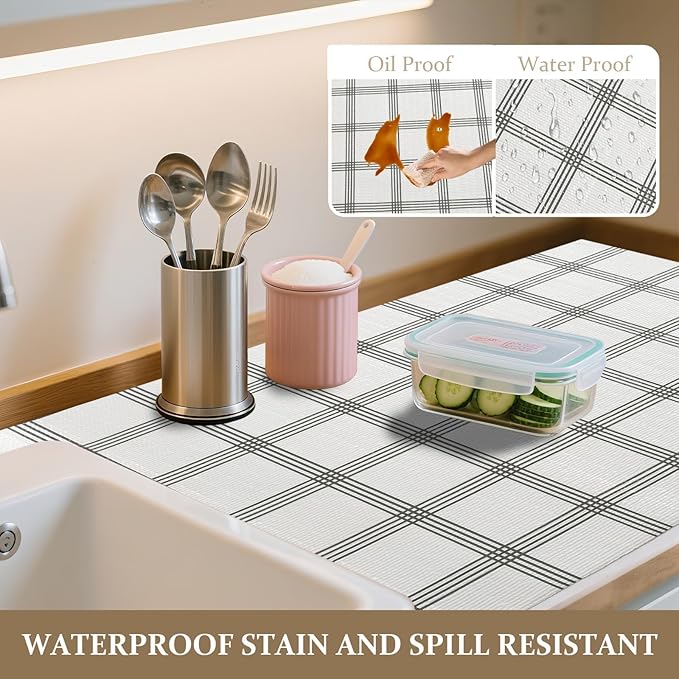 FINNEZ Drawer and Shelf Liner for Kitchen Cabinet Non Adhesive Non Slip 17in x - Image 3