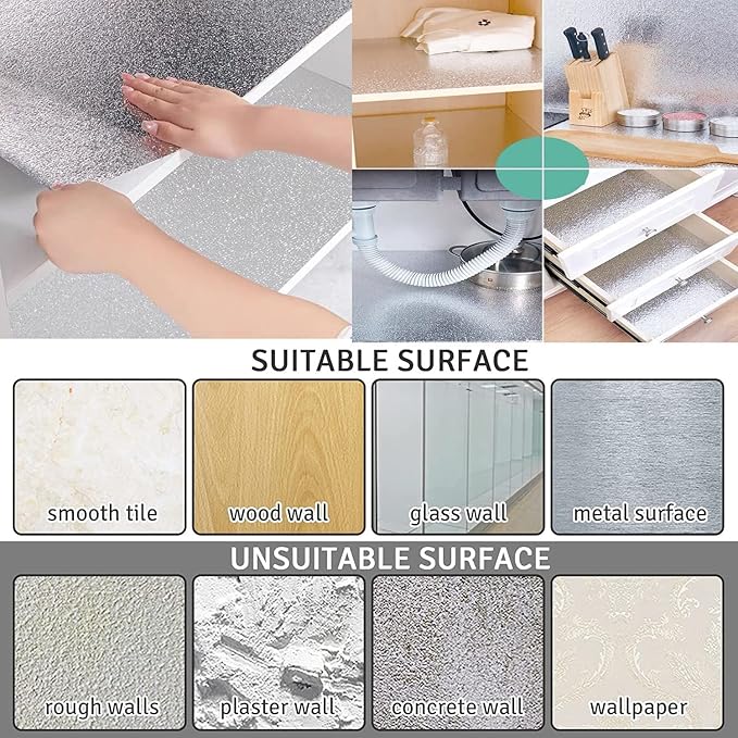 Kitchen Backsplash Wallpaper Peel and Stick Aluminum Foil Contact Paper Self - Image 6