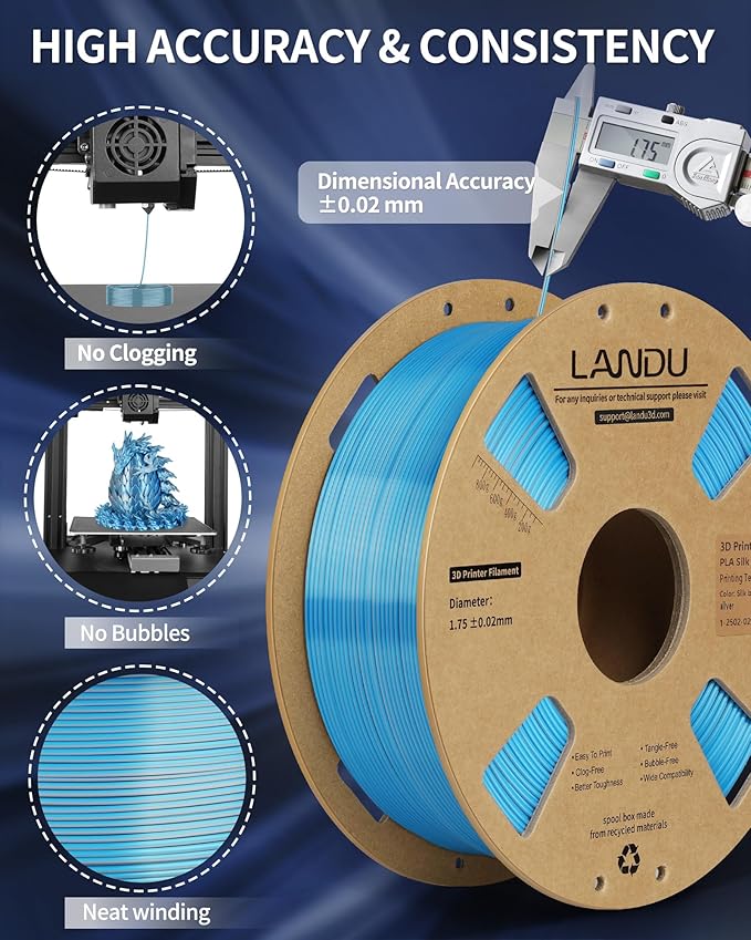 LANDU Silk Dual Color PLA Filament 1.75mm 1KG, 3D Printer Filament Dimensional - Image 5