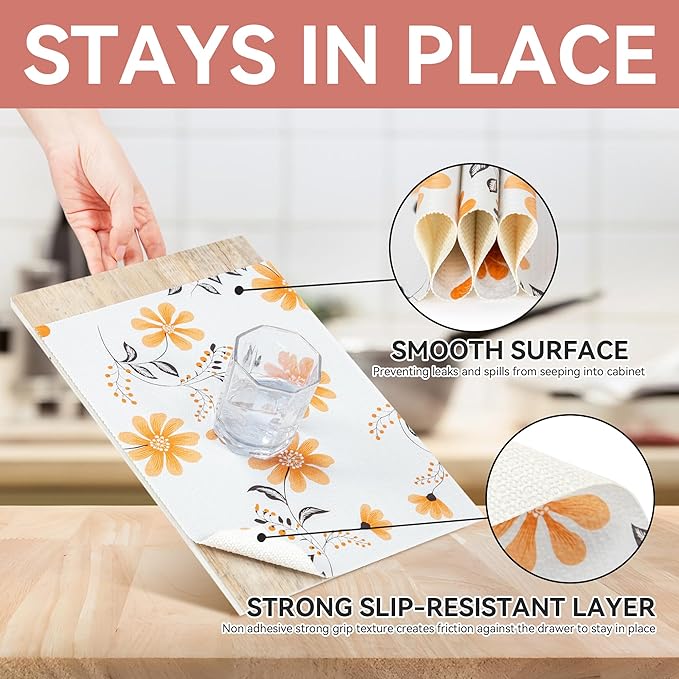 RAY STAR Shelf Liner, 18 Inch x 8 Feet Non Adhesive Daisy Floral Printed - Image 3