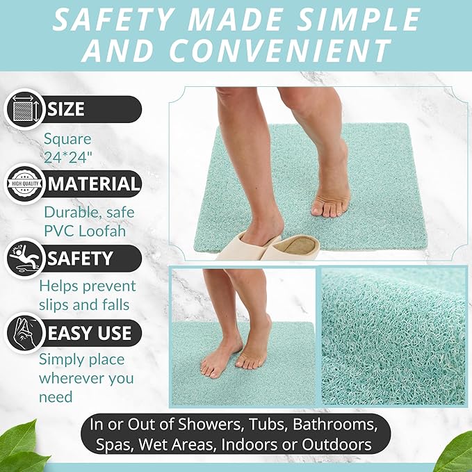 Enkosi Loofah Shower Mat Non Slip – Square Anti Slip Bath Mat - Image 3