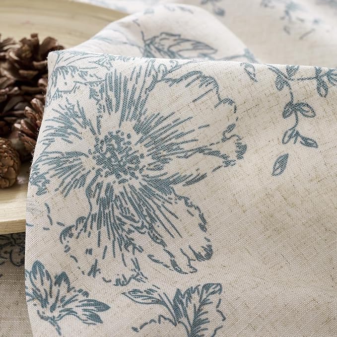 jinchan Lined Linen Blend Curtain Floral Curtains - Image 7