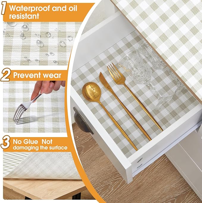 Viseeko Shelf and Drawer Liner for Kitchen Cabinet, Non-Adhesive Cabinet Liners - Image 4