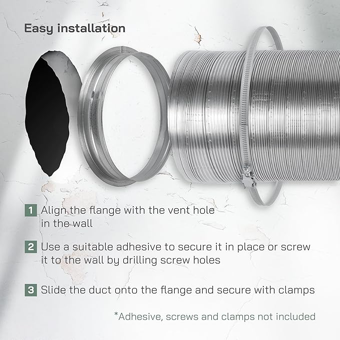 Vent Systems 8" Inch Metal Duct Connector Flange – Galvanized Steel Male-Fit - Image 4