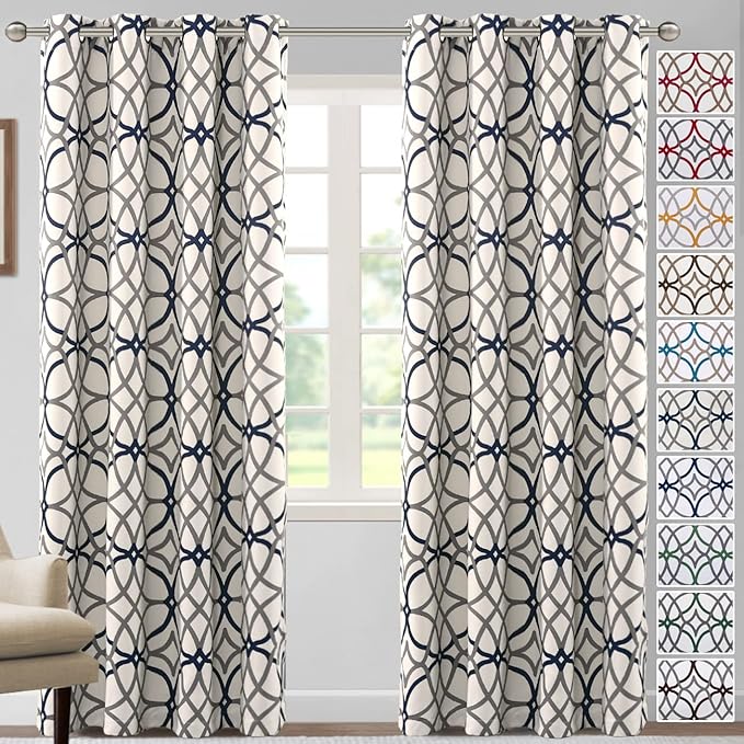 H.VERSAILTEX Blackout Curtains Printed Design 84 Inch Length 2 Panels Set by HVERSAILTEX