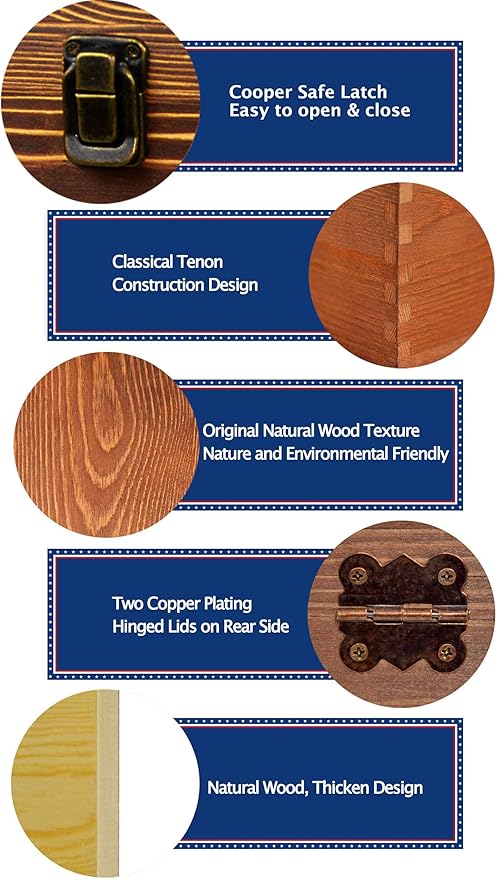 Wood Boxes Wooden Storage Box Treasure Chest Memory Hobby Preservation Rustic - Image 2