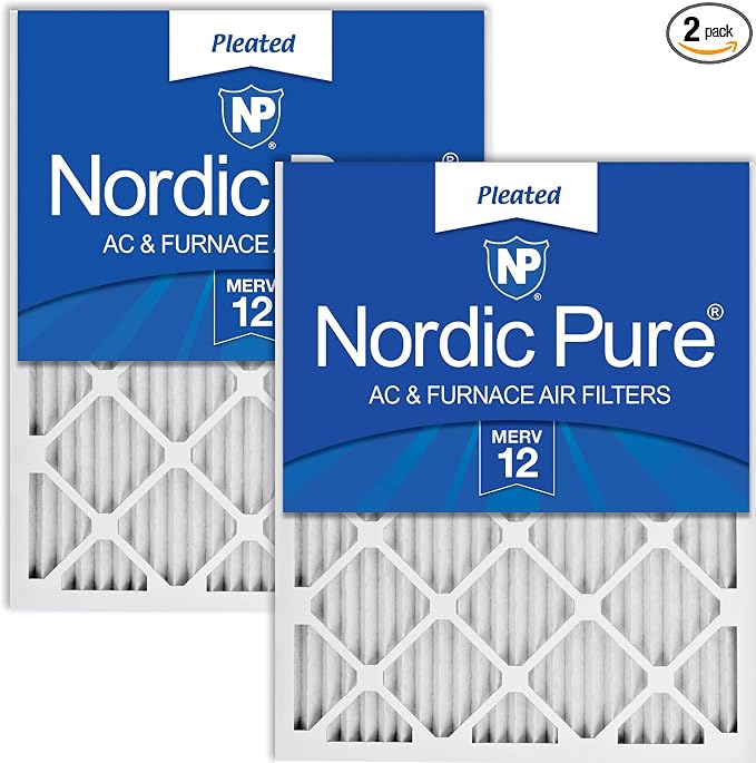 Nordic Pure 20x22x1 Pleated MERV 12 AC Furnace Filters 2 Pack by NordicPure