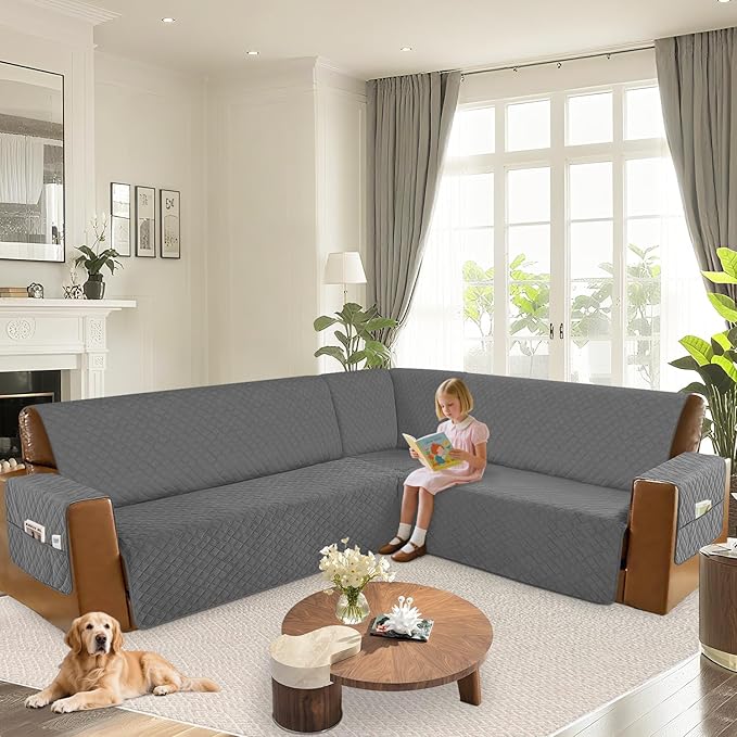 Arfntevss Waterproof Sectional Couch Covers L Shape Washable Velvet Sofa Cover - Image 6
