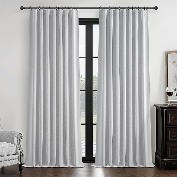 Light Grey Blackout Curtains 108 Inch Length 2 Panels Set by QJMYDECO
