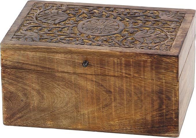 Deco 79 Mango Wood Floral Handmade Decorative Box Decorative Keepsake Boxes - Image 14