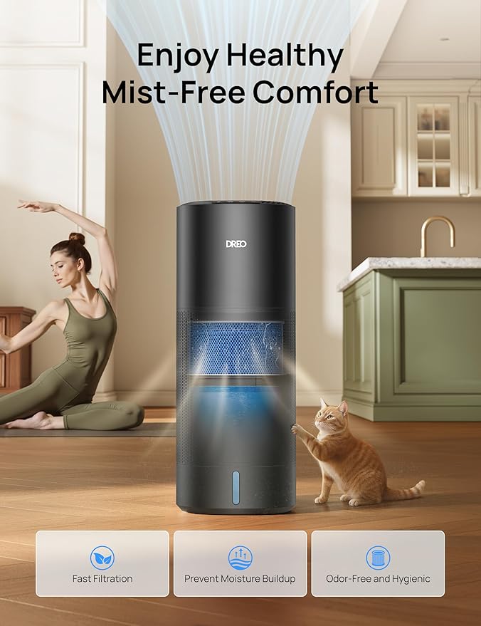 DREO Smart Evaporative Humidifier Large Room up to 1000ft², 800ml/h High Output - Image 4