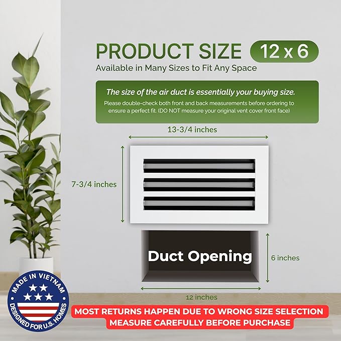 Modern Air Vent Cover 12x6 – Aluminum Linear Slot Diffuser, Decorative White - Image 3