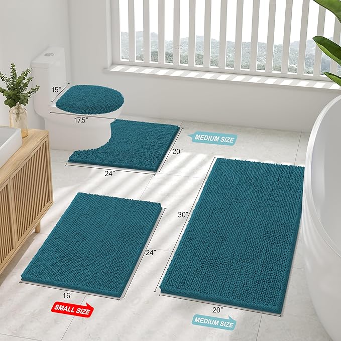 Smiry Luxury Chenille Bathroom Rugs 30x20, Extra Soft and Absorbent Shaggy Bath - Image 2