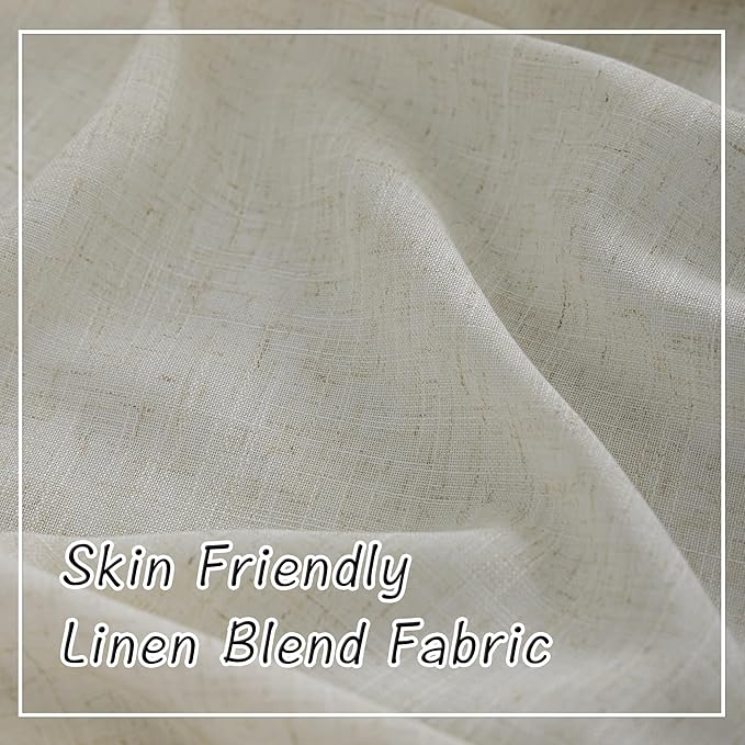 DONREN Linen Back Tab Curtains 90 Inches Long 2 Panels - Image 6