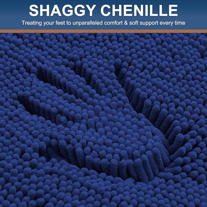 Smiry Luxury Chenille Bathroom Rugs 34x21, Extra Soft and Absorbent Shaggy Bath - Image 3