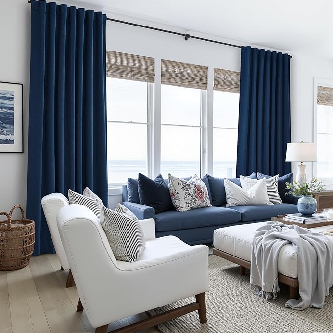 Navy Blue Blackout Curtains 100 Inch Length - Image 6