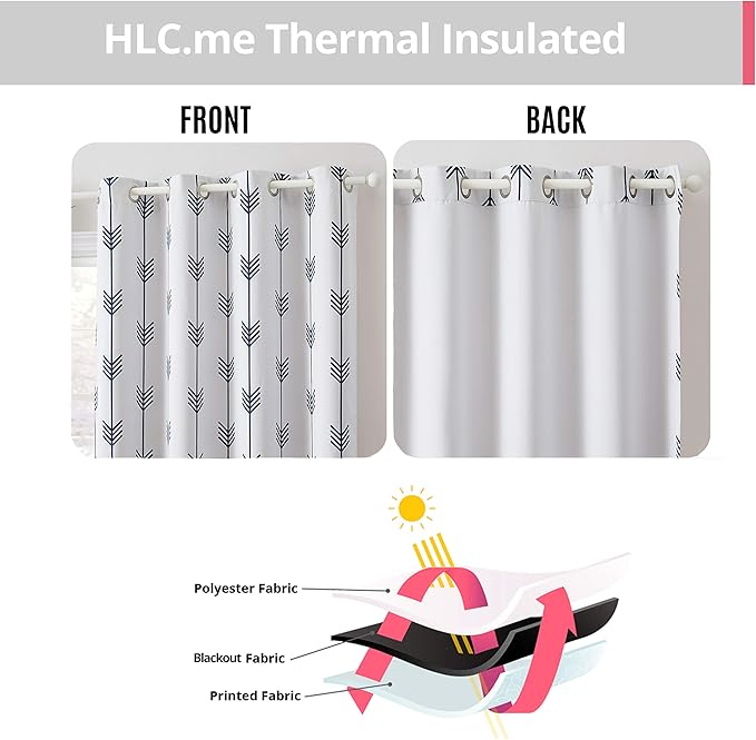 HLC.ME Arrow Printed Privacy Blackout Energy Efficient Room Darkening Thermal - Image 4