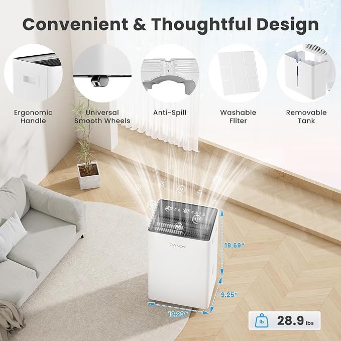 Candy 4500 Sq.Ft Dehumidifier for Basement, 80 Pints Dehumidifiers for Home - Image 6