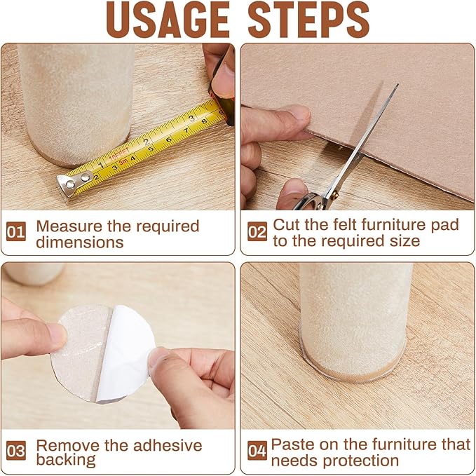Large Felt Furniture Pads 8 x 60 Inch Non Slip Self Adhesive Heavy Duty - Image 5