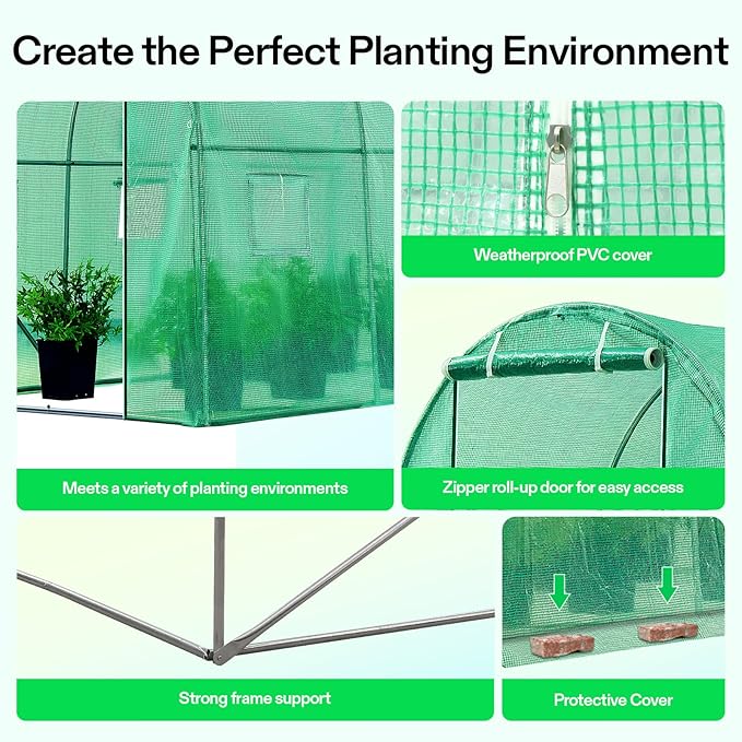 VIVOSUN 10x7x7 Ft. Large Walk in Greenhouse, Garden Plant Hot House - Image 5