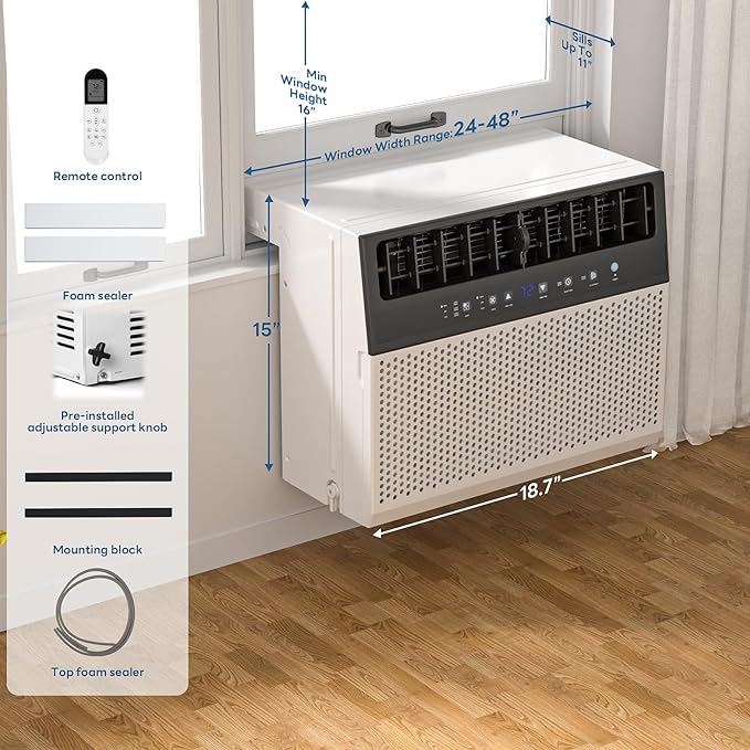 ZAFRO 12000 BTU U Shaped Window Air Conditioner Cools up to 550 Sq. Ft. - Image 2