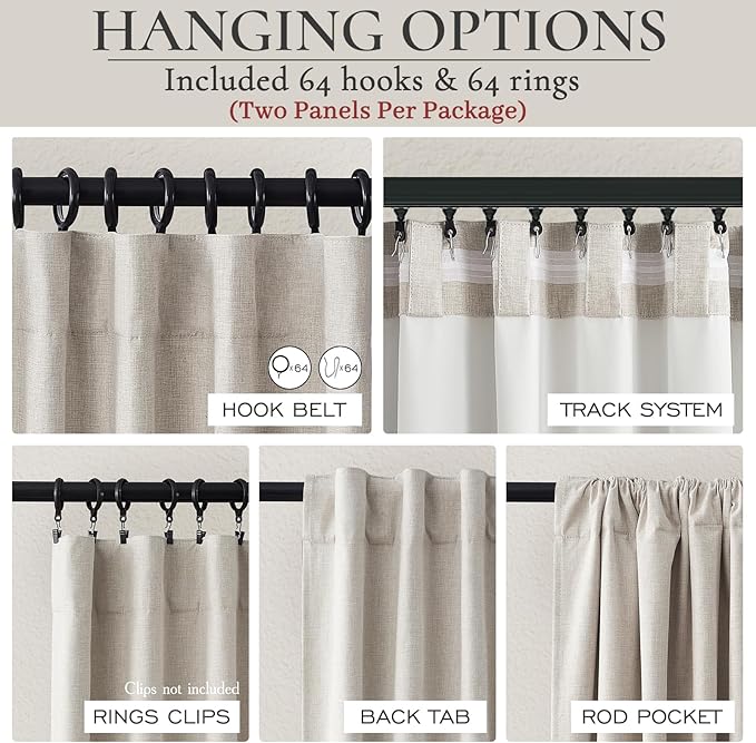 Curtains 100 Inch Length Wide Pleated Blackout Curtain - Image 3
