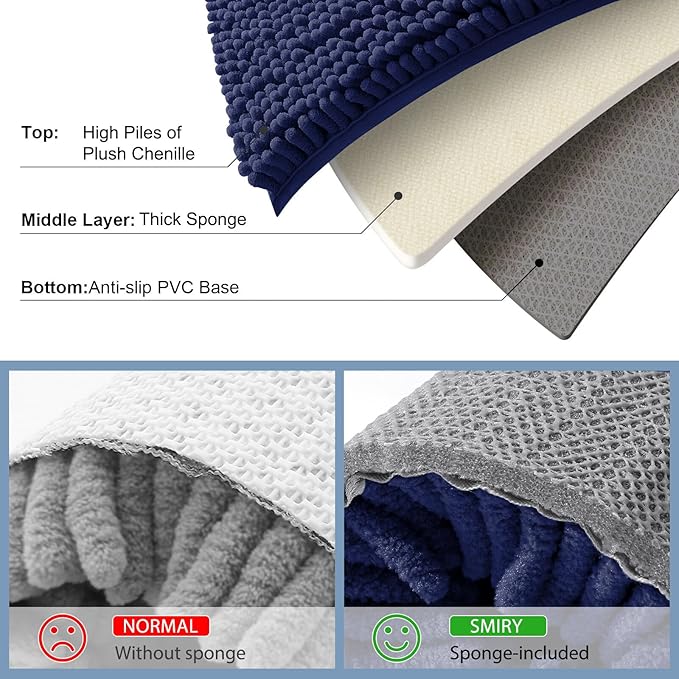Smiry Luxury Chenille Bathroom Rugs 48x32, Extra Soft and Absorbent Shaggy Bath - Image 6
