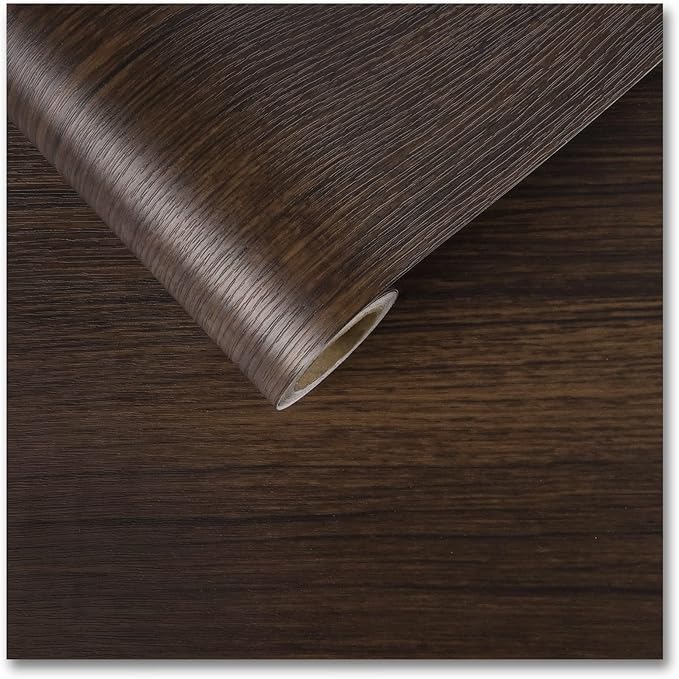CRE8TIVE Large Size 36"x118" Dark Brown Wood Wallpaper Peel and Stick Textured by CRE8TIVE