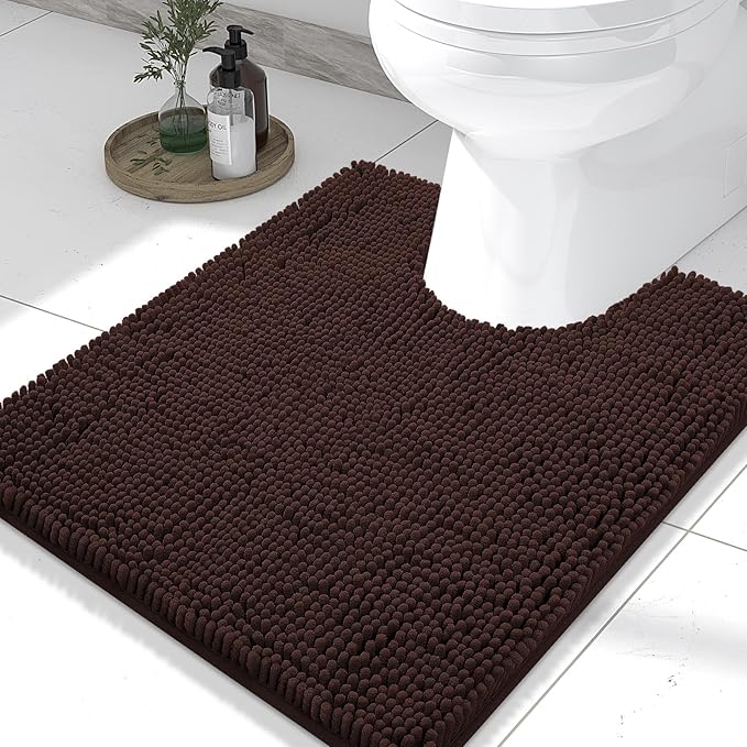 Smiry Luxury Chenille Toilet Rugs U-Shaped 24x20, Soft Absorbent Non-Slip by Smiry