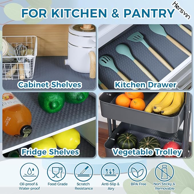 Hersvin Shelf Liners 12 in x 20 ft EVA Drawer Mats, Non-Adhesive Cupboard Pad - Image 7