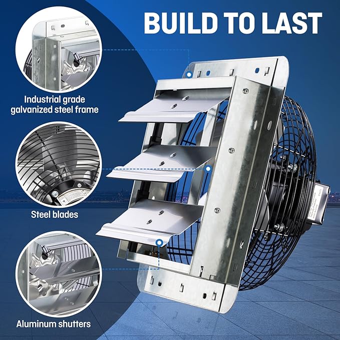 iLiving 10" Wall Mounted Shutter Exhaust Fan, Automatic Shutter, - Image 5