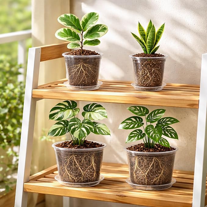 12 Pack 10/8/6/5 Inch Reinforced Large Clear Nursery Pots - Image 5