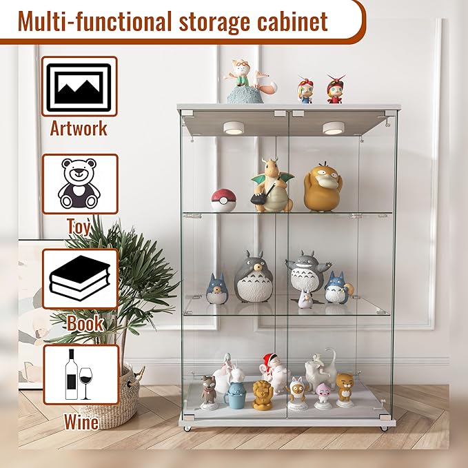 Yoluckea 3-Shelf Glass Display Cabinet - Image 4