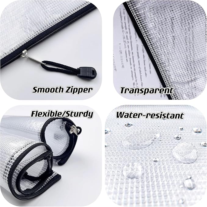 Oaimyy-B8, Mesh Zipper Pouch Document Folders Bag Plastic Zip File Folders - Image 3